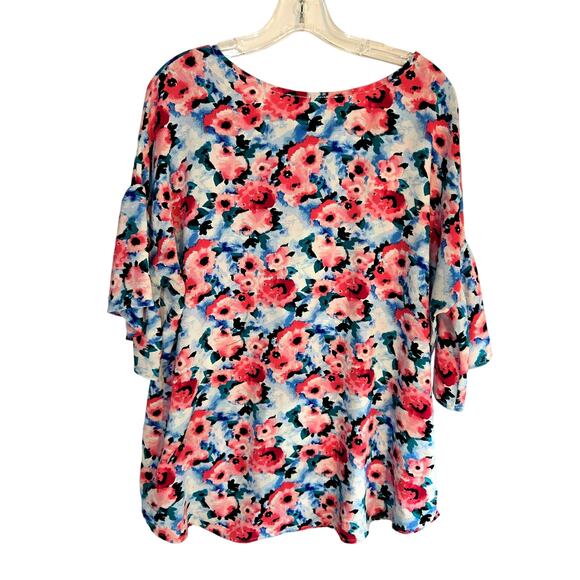 Love Kuza 3X Women's Pink Floral Top Shirt Blouse Plus Size22W 24W 3XL XXXL - Picture 5 of 6